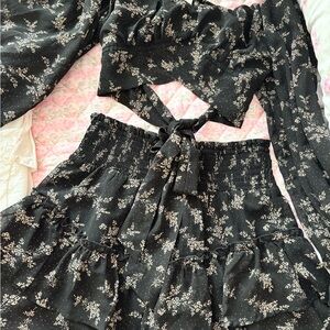 Altar'd State Black Floral Skirt